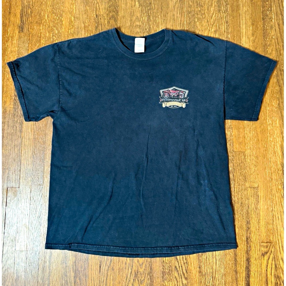 Gildan Fayetteville AR Motorcycle Rally Bikes Blues & BBQ T-Shirt XL Black